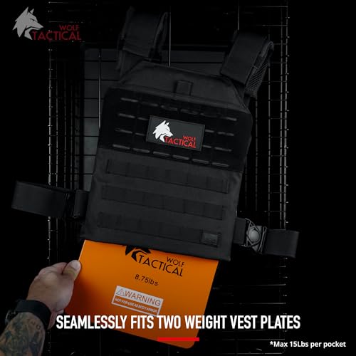 WOLF TACTICAL Simple Weighted Vest Men Womens Weighted Vest for Walking Running Training Rucking Adjustable Weight Vest