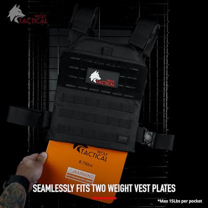 WOLF TACTICAL Simple Weighted Vest Men Womens Weighted Vest for Walking Running Training Rucking Adjustable Weight Vest