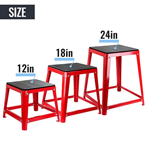 Metal Plyometric Jumping Box, 12/18/24 Inch Anti-Slip Workout Step Up Box for Home Gym - size: 12/18/24 Inch