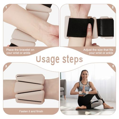 Wrist Weights for Women, Adjustable Ankle Weights Silicone Bracelet Weights Arm Leg Weights for Women Men Ankle Weights for Yoga Running Swimming Pilates Gym Set of 2