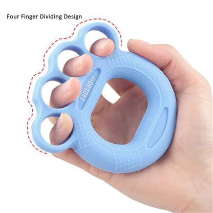 Hand Grip Strengthener Rings, 4 Pack Silicone Finger Exerciser, Hand & Wrist Grip Strength Trainer, 4 Fingers Squeezer Gripper Rings for Muscle Training, Forearm Grip Workout, Sports Rock Climbing