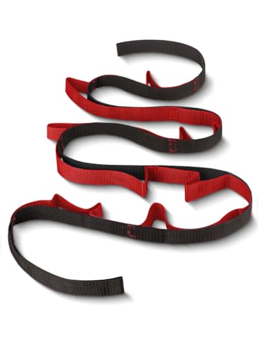 10 Loops Stretching Strap Yoga Strap for Home Workout, Exercise, Pilates and Gymnastics, Non-Elastic Stretch Bands for Women & Men - color: Black+Red