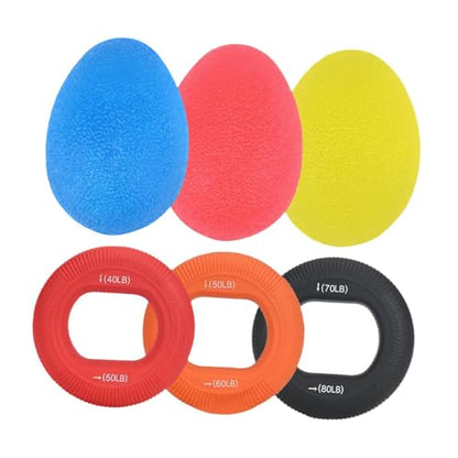 6Pcs Grip Strengthening Kit with Hand Grippers and Rings for Workouts