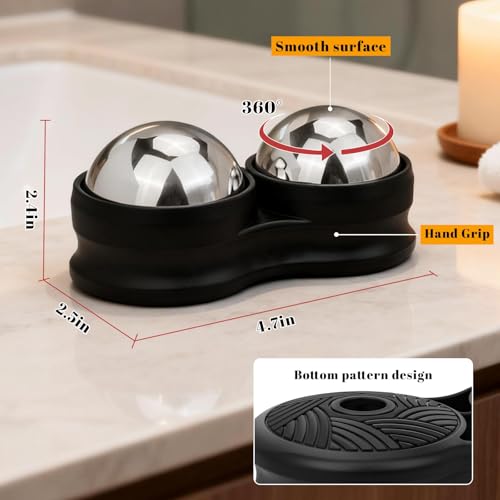 ideayard Stainless Steel Massage Roller Double Ball - Ice Therapy Muscle Pain Relief, Sore Muscles, and Tension Relief Cold & Hot Therapy Back, Shoulder, Leg, Calf Muscle Fascia Release Tool - color: Black
