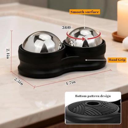 ideayard Stainless Steel Massage Roller Double Ball - Ice Therapy Muscle Pain Relief, Sore Muscles, and Tension Relief Cold & Hot Therapy Back, Shoulder, Leg, Calf Muscle Fascia Release Tool - color: Black