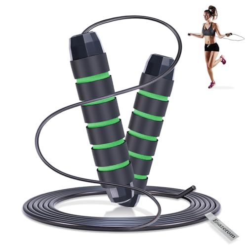 Jump Rope for Women Men Kids, Adjustable Skipping Rope with Ball Bearings, Professional Jumping Rope with Foam Handles, Tangle-Free Rapid Speed Jump Ropes for Fitness Workout Boxing Exercise - color: Green