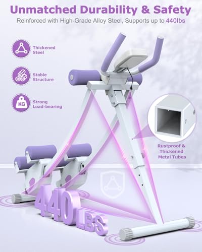 Ab Machine, Ab Workout Equipment, Adjustable Ab Trainer Machine for Abs Workout at Home Gym, Foldable, Knee Protection, Abdominal Trainer for Stomach Workout