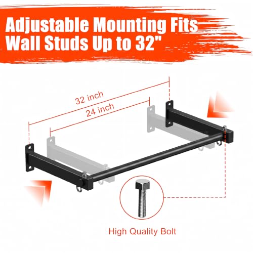 Wall Mount Pull Up Bar, Fits 16", 24" & 32" Studs, Supports 500 Lbs