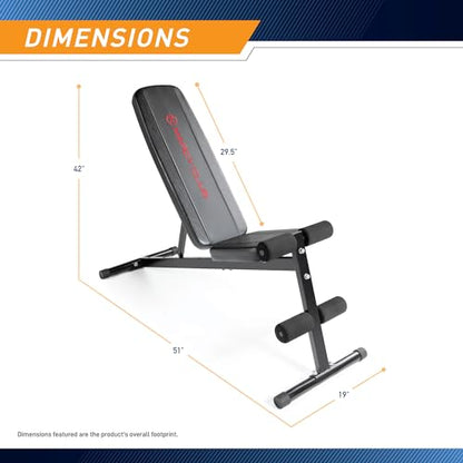 Marcy Multi-Position Adjustable Utility Bench for Home Gym Weightlifting and Strength Training - color: Black/Red