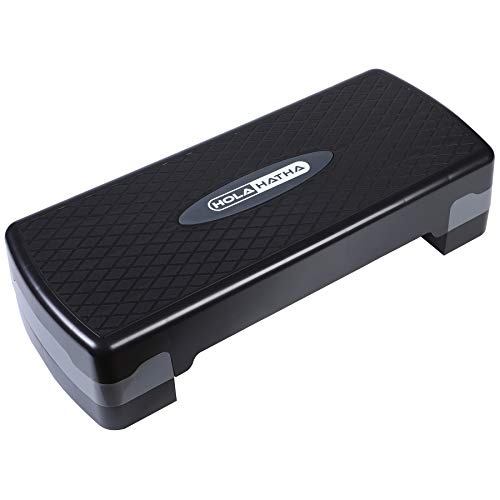 Compact Portable Aerobic Step Platform Exercise Fitness Equipment, Cardio Stepper with Adjustable Height for Home Gym - color: Black/Grey