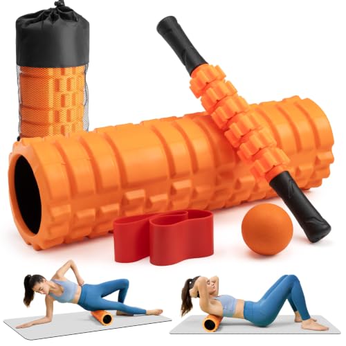 Krightlink 5-in-1 18" Foam Roller Set for Deep Muscle Massage - color: Orange-18"(5 in 1)
