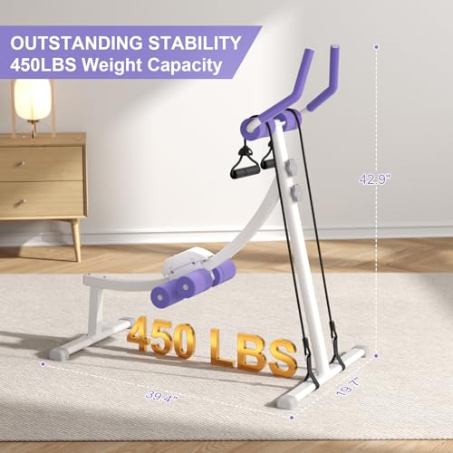 Home Gym Systems Ab Machine, Ab Workout Equipment, Adjustable Ab Trainer Machine for Abs Workout at Home Gym, Foldable, Knee Protection, Abdominal Trainer for Stomach