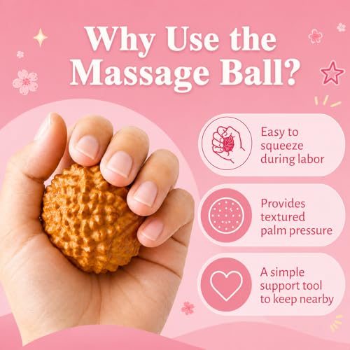 Birth Comb Acupressure Massage Ball Set - Wooden Labor Comb Natural Labor and Delivery Essentials, Mom to Be Gift, New Mom Gifts for Labor Pain Relief