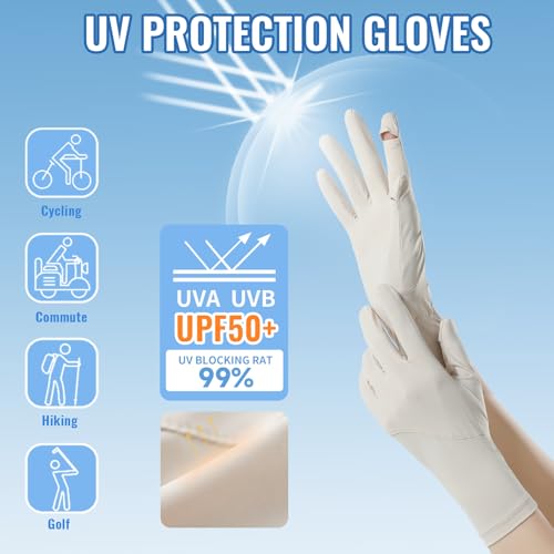 Ice Silk Sunscreen Gloves UV Protection Mittens Non-Slip Touch Screen Driving Gloves for Cycling Riding Golfing Hiking