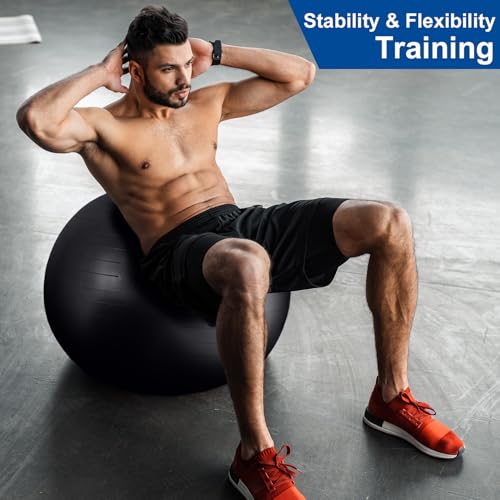 XPRT Fitness Exercise Ball (55/65/75cm) - Yoga Ball for Home Gym Workout, Physical Therapy, Balance, Stability Training - Office Ball Chair with Quick Pump (5 Colors)