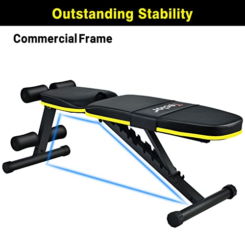 Teclor Adjustable Weight Bench, Foldable Workout Benches for Home Gym, 10 Backrest Position Exercise Bench for Strength Training, Upgraded Thickened Steel Support Max Capacity 700LBs
