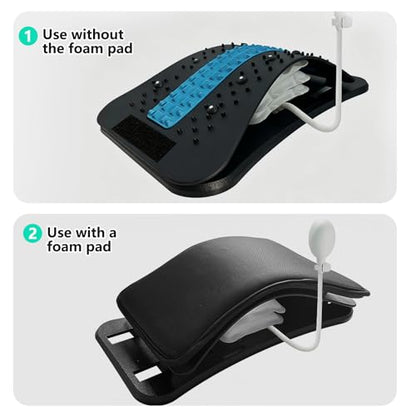 Back Stretcher, Adjustable Air Inflatable Lumbar Stretcher with Sponge Pad, Multi-Level Device for Lower Back Care, Traction & Massage, Herniated Disc & Sciatica Daily Support