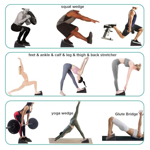 Calf Stretch Wedge Squat - Slant Board Incline Ramp | Non Slip Exercise Support For Ankle Mobility Stretching Gym Home Office Travel Fitness Training Muscle Relief Performance Booster Recovery Use