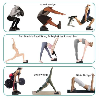 Calf Stretch Wedge Squat - Slant Board Incline Ramp | Non Slip Exercise Support For Ankle Mobility Stretching Gym Home Office Travel Fitness Training Muscle Relief Performance Booster Recovery Use
