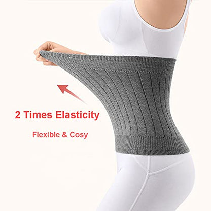 Thermal Cashmere Knit Lumbar Warmer Lower Back Support Belt Brace Stomach Kidney Warmer Abdominal Binder Belly Wrap - color: Grey, size: S-suggest 40-50KG