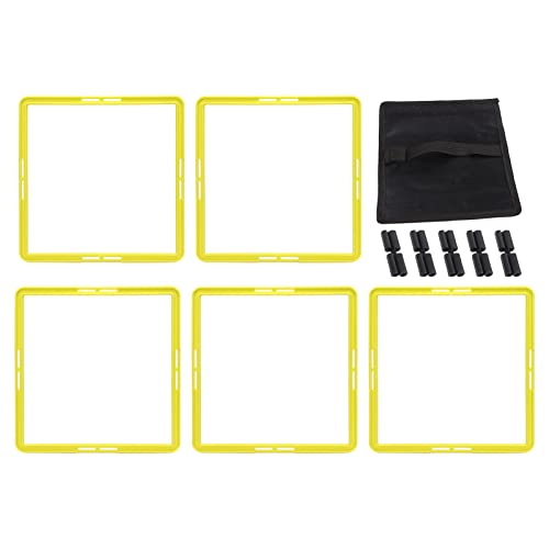 5 Pcs Agility Training Rings, Speed Agility Rings for Basketball Football Soccer, Multifunctional PP Quadrilateral Ladder Drills for Indoor Outdoor Use - color: Yellow