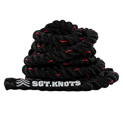 SGT KNOTS Twisted Battle Rope - Weighted Exercise Rope for Strength Training, CrossFit, Battling, Climbing & the Gym (1", 1.5", 2")