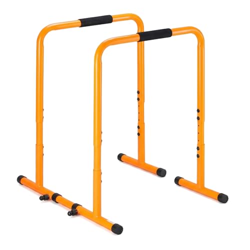 OLIXIS Dip Bar, Adjustable Heavy Duty Dip Bar Station with Soft High-Density Foam Handles, Stabilizer Parallel Parallette Bar Fitness Equipment for Home, Gym, Patio, Office