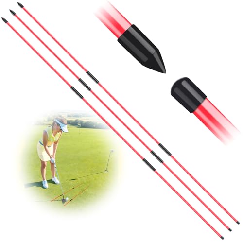 FINGER TEN Golf Alignment Sticks Rods Swing Trainer Tools 43 Inch 2 Or 3 Pack, Fits in Golf Bag Tour Stickers Practice Training Aid