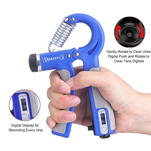 Hand Strengthener Grip 2 Pack, Hand Exercisers for Strength with Adjustable Resistance 10-130 Lbs,Hand Grip,Grip Strength Trainer for Muscle Building and Injury Recover