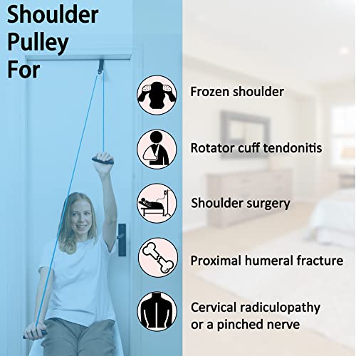 Shoulder Pulley Over The Door Physical Therapy System, Exercise Pulley, Alleviate Shoulder Pain and Facilitate Recovery from Surgery - color: Large Foam Door Anchor-Blue