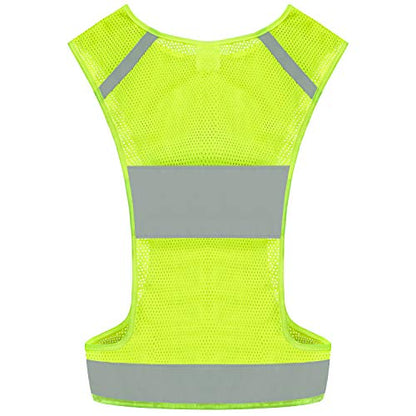 Reflective Running Safety Vest, Hi Vis Biking Walking Gear Men Women - color: Neon Yellow, size: X-Large