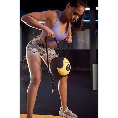 Aeromat Elite Power Rope Medicine Ball for Core Strength/Rotational Movements Training - style: 3 pounds (Brown)