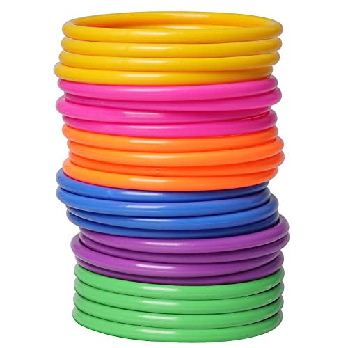24 Pcs Multicolor Plastic Toss Rings Ring Toss Game Carnival Rings for Speed and Agility Practice Games, Garden Backyard Outdoor Games, Bridal Shower Game, Game Booth (3.94 Inch)