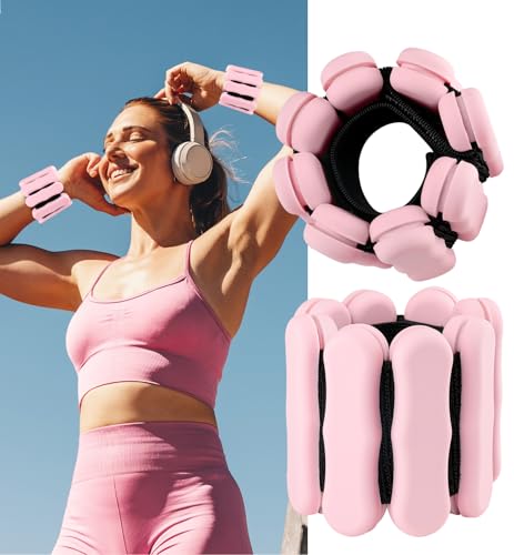 Ankle Weights Wrist Weight for Women Men, Set of 2, 1 lb/2 lb Each - color: Pink, size: 2lb each weight (4lbs Pair)