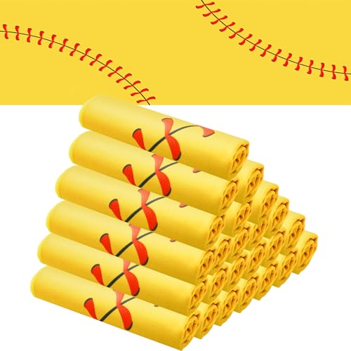 24 Pcs Softball Cooling Towel 40"x12" Sport Towels Breathable Chilly Baseball Ice Towel Fast Drying Microfiber Towel for Coach Team Gift Sport Party Favors (Yellow)