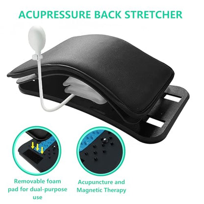 Back Stretcher, Adjustable Air Inflatable Lumbar Stretcher with Sponge Pad, Multi-Level Device for Lower Back Care, Traction & Massage, Herniated Disc & Sciatica Daily Support