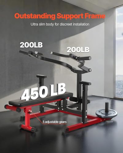 VEVOR Chest Press Machine, 450 LBS Bench Press Set, Adjustable Flat Incline Bench with Independent Converging Arms, Upper Chest Equipment, Fitness Home Gym Equipment for Chest, AB Workouts, Shoulder