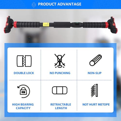 Garvee Pull Up Bar for Doorway,Adjustable Chin Up Bar for with Level Meter - color: Red 3