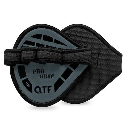 QTF Gym Grips Pads - Neoprene Gloves Gym Palm Protector Weight Lifting Grips Replacement of Workout Gloves Men and Women - Lifting Grip Pads for Weightlifting, Calisthenics. - color: Grey