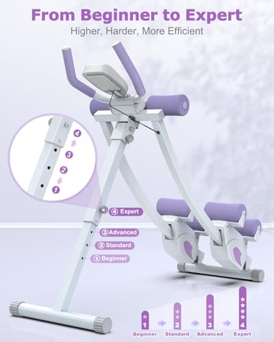 Ab Machine, Ab Workout Equipment, Adjustable Ab Trainer Machine for Abs Workout at Home Gym, Foldable, Knee Protection, Abdominal Trainer for Stomach Workout