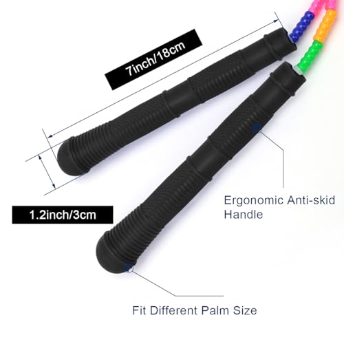 Coolrunner 16 FT Long Jump Rope(1 PACK), Double Dutch Jump Ropes, Soft Beaded Skipping for Kids Adults, Plastic Segmented Long Enough for 4-5 Jumpers - color: Black
