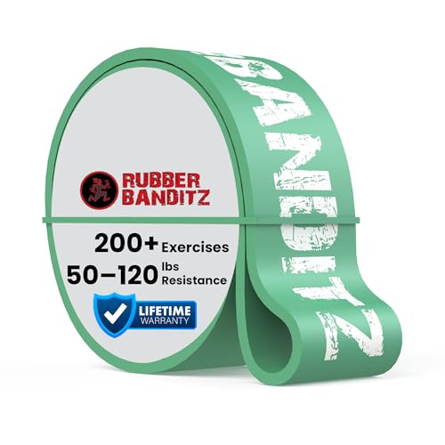 Rubberbanditz Pull Up Assist Resistance Bands Heavy Duty Loop Exercise Workout Bands for Powerlifting, Mobility, and Stretching - color: Green