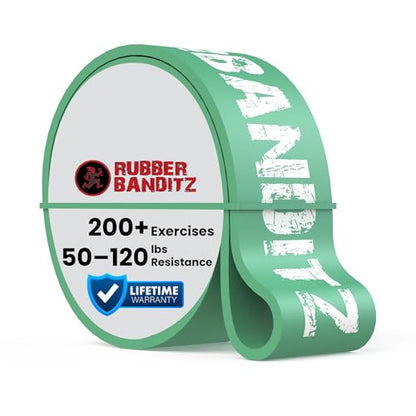 Rubberbanditz Pull Up Assist Resistance Bands Heavy Duty Loop Exercise Workout Bands for Powerlifting, Mobility, and Stretching - color: Green