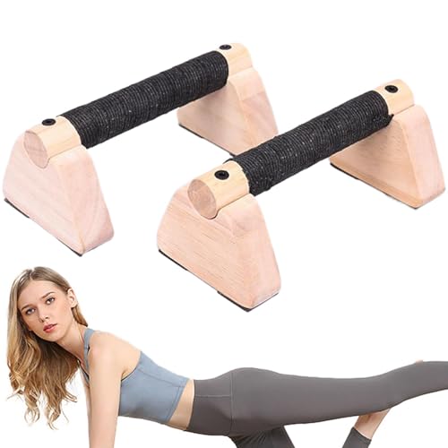 Push Up Handles, Calisthenics Parallettes Bars, Upper Body Workout Stand Set For Chest Triceps Core Training, Wooden Hand Grip Fitness Equipment For Home Gym Strength Exercise Training - size: 20cm