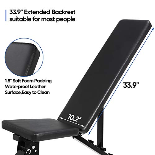 ZENY Adjustable Weight Bench, Workout Bench for Full Body, Foldable Strength Training Bench 6 Backrest Positions Exercise Bench for Home Gym, Max Weight 700 LB
