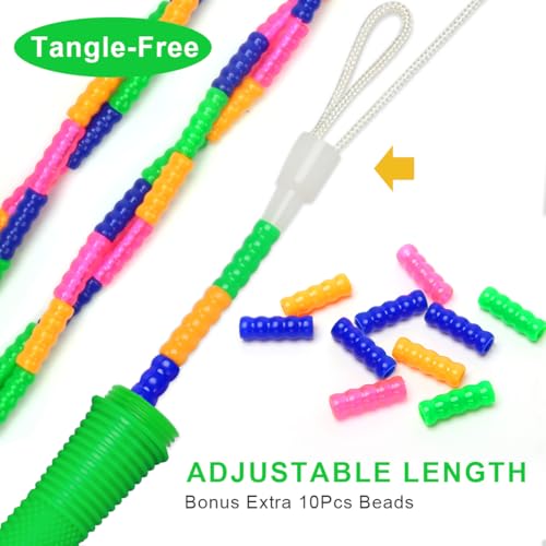 16 FT Long Jump Rope(1 PACK), Double Dutch Jump Ropes, Soft Beaded Skipping for Kids Adults, Plastic Segmented Long Enough for 4-5 Jumpers - color: Green