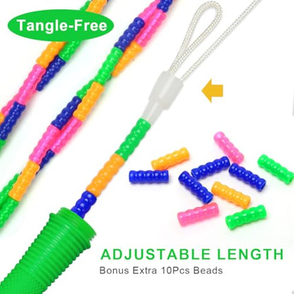 16 FT Long Jump Rope(1 PACK), Double Dutch Jump Ropes, Soft Beaded Skipping for Kids Adults, Plastic Segmented Long Enough for 4-5 Jumpers - color: Green