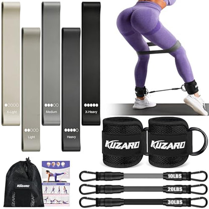 Ankle Resistance Bands with Cuffs, Resistance Bands Set for Working Out, Leg and Glute Exercise Bands – Home Gym Workout Equipment for Women, Booty Building, Pilates, Rehab, Physical Therapy