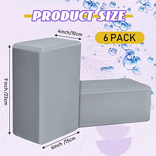 Wettarn 6 Pack Yoga Blocks 9 x 6 x 4 Inch EVA Foam, Lightweight - color: Gray