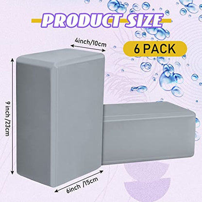 Wettarn 6 Pack Yoga Blocks 9 x 6 x 4 Inch EVA Foam, Lightweight - color: Gray